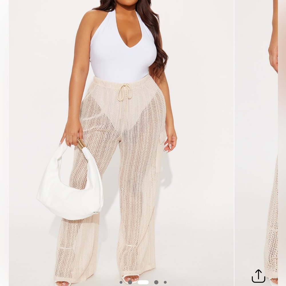 Fashion Nova Cream Knit Swim Coverup Pants